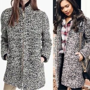 J. Crew Monochrome Tweed Pea Coat Lodge coat 2p EUC